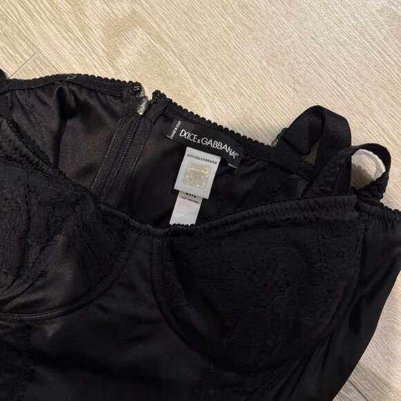 Dolce&Gabbana Silk balconette-bra bodysuit with lace detailing | 36B (EU 90B) - Picture 9 of 10
